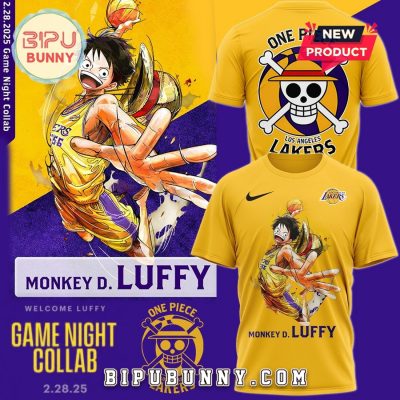 One Piece Night Monkey D. Luffy Amine Los Angeles Lakers Shirt