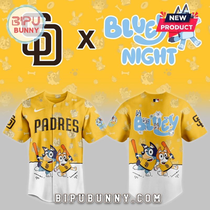 San Diego Padres 2025 Bluey Night Yellow Baseball Jersey