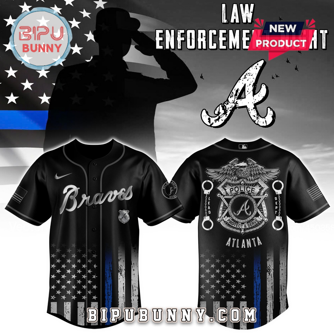 Atlanta Braves MLB x Law Enforcement Night Baseball Jersey Atlanta Braves MLB x Law Enforcement Night Baseball Jersey