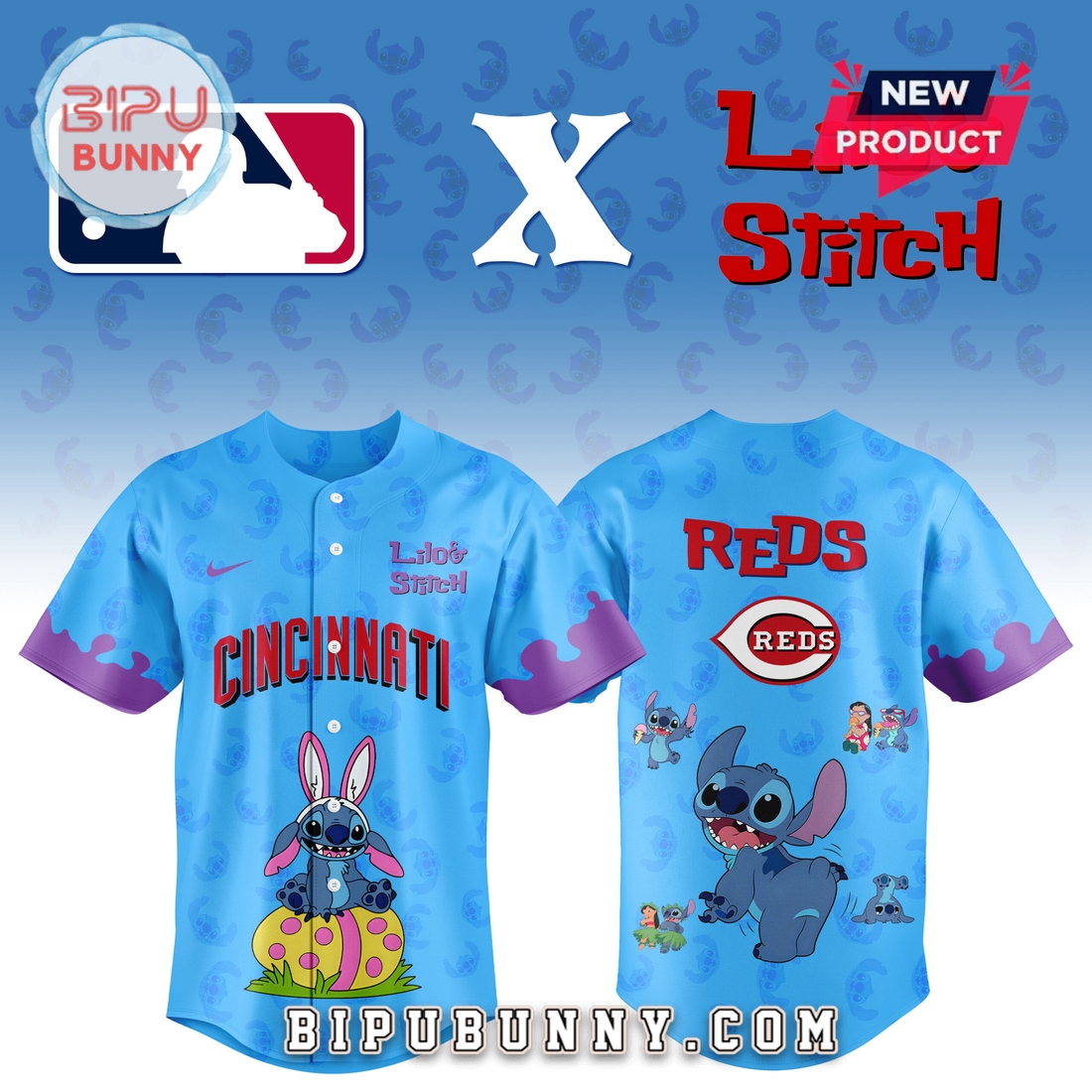 Cincinnati Reds MLB x Lilo and Stitch Baseball Jersey Cincinnati Reds MLB x Lilo and Stitch Baseball Jersey