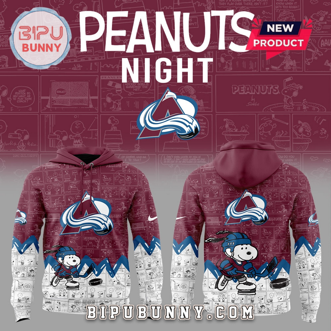 Colorado Avalanche Anniversary of Peanuts 2025 Hoodie Colorado Avalanche Anniversary of Peanuts 2025 Hoodie