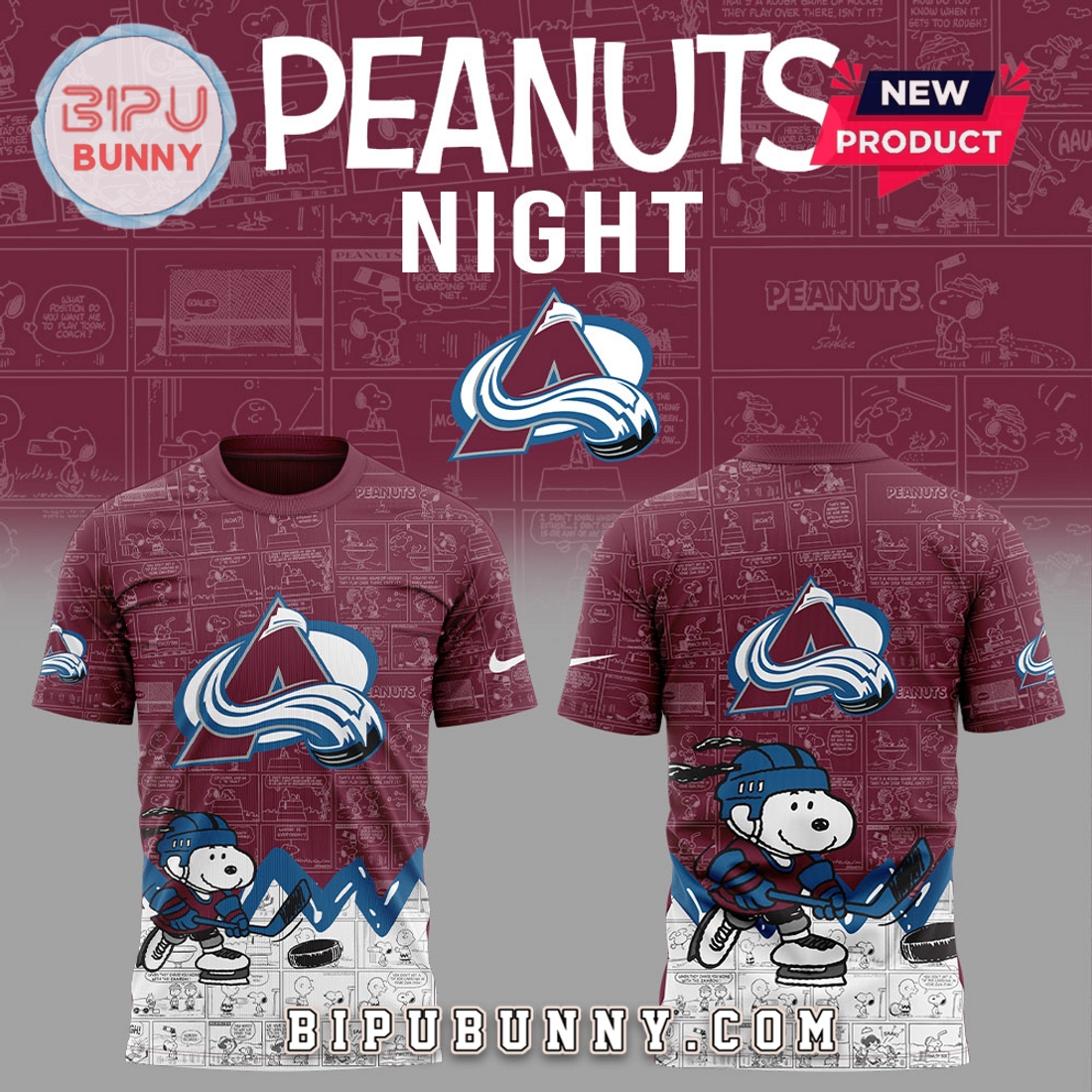 Colorado Avalanche Anniversary of Peanuts 2025 Hoodie Colorado Avalanche Anniversary of Peanuts 2025 Hoodie