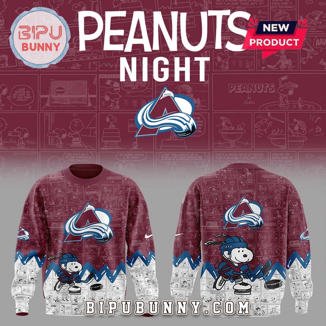 Colorado Avalanche Anniversary of Peanuts 2025 Hoodie Colorado Avalanche Anniversary of Peanuts 2025 Hoodie