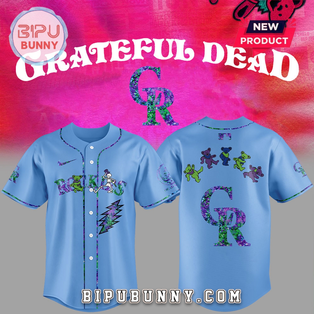 Colorado Rockies Grateful Dead Night Blue Baseball Jersey Colorado Rockies Grateful Dead Night Blue Baseball Jersey