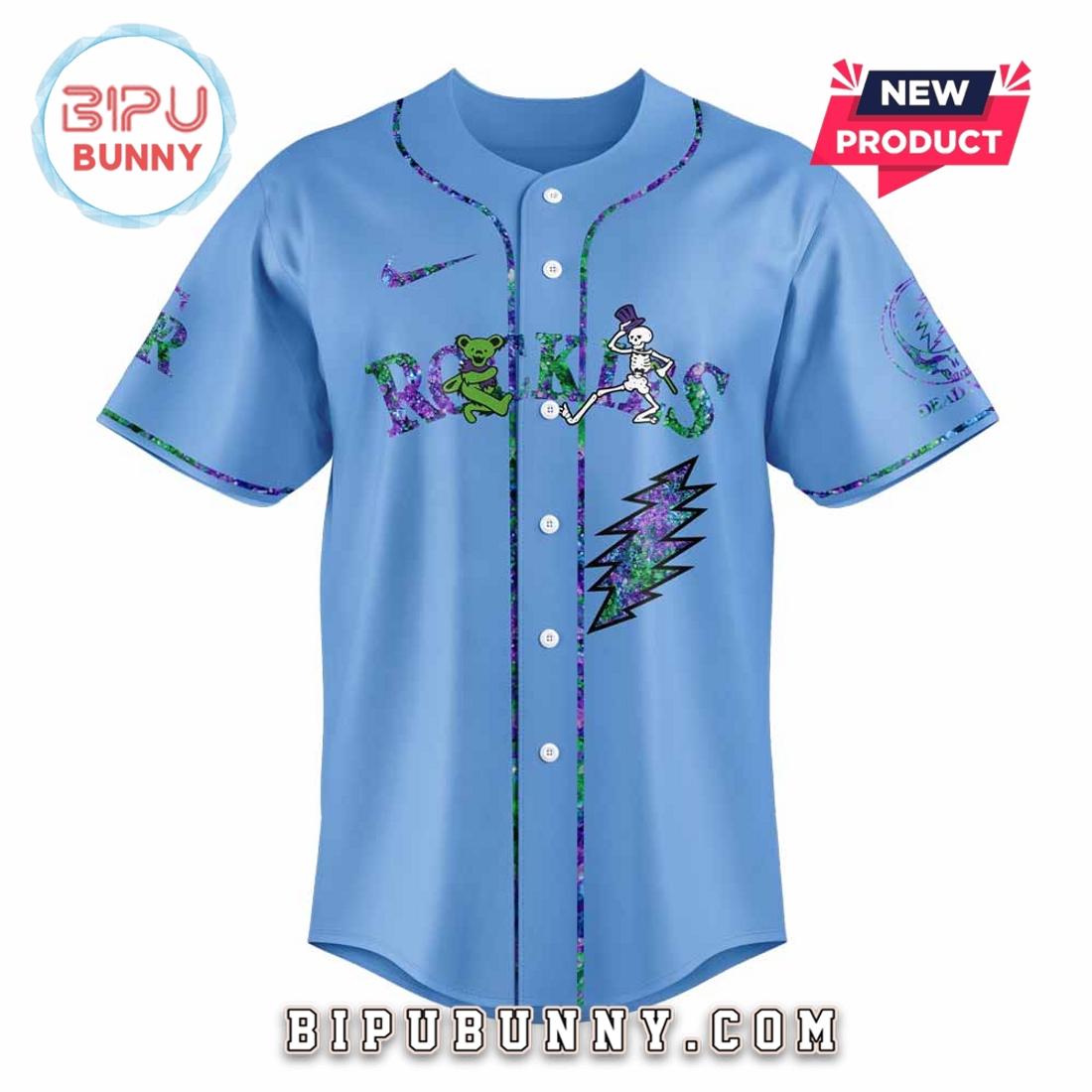 Colorado Rockies Grateful Dead Night Blue Baseball Jersey Colorado Rockies Grateful Dead Night Blue Baseball Jersey
