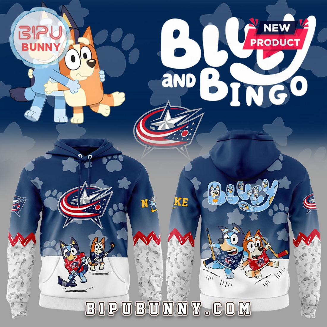Columbus Blue Jackets Bluey and Bingo Hoodie And Pants Columbus Blue Jackets Bluey and Bingo Hoodie And Pants