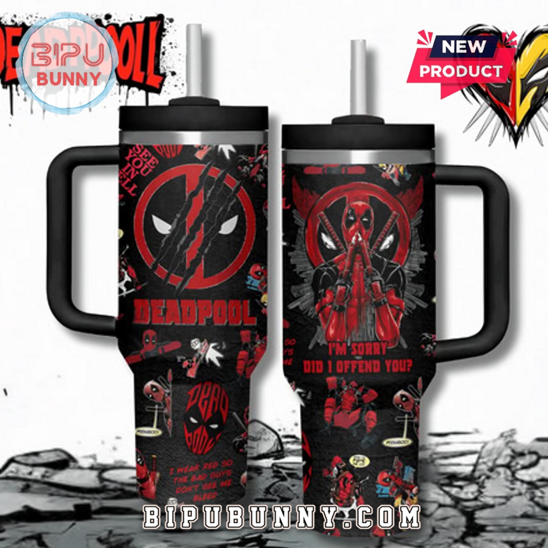 Deadpool Beach Beastie Stanley Quencher 40oz Tumbler Deadpool Beach Beastie Stanley Quencher 40oz Tumbler