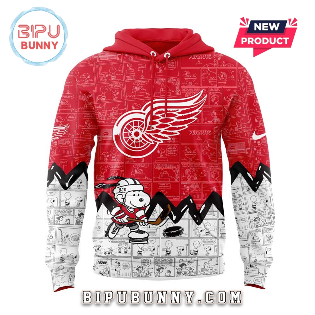 Detroit Red Wings 2025 Peanuts Night Hoodie Detroit Red Wings 2025 Peanuts Night Hoodie
