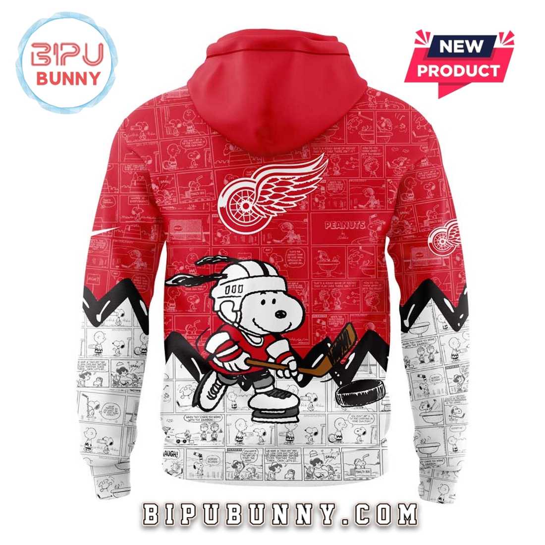 Detroit Red Wings 2025 Peanuts Night Hoodie Detroit Red Wings 2025 Peanuts Night Hoodie