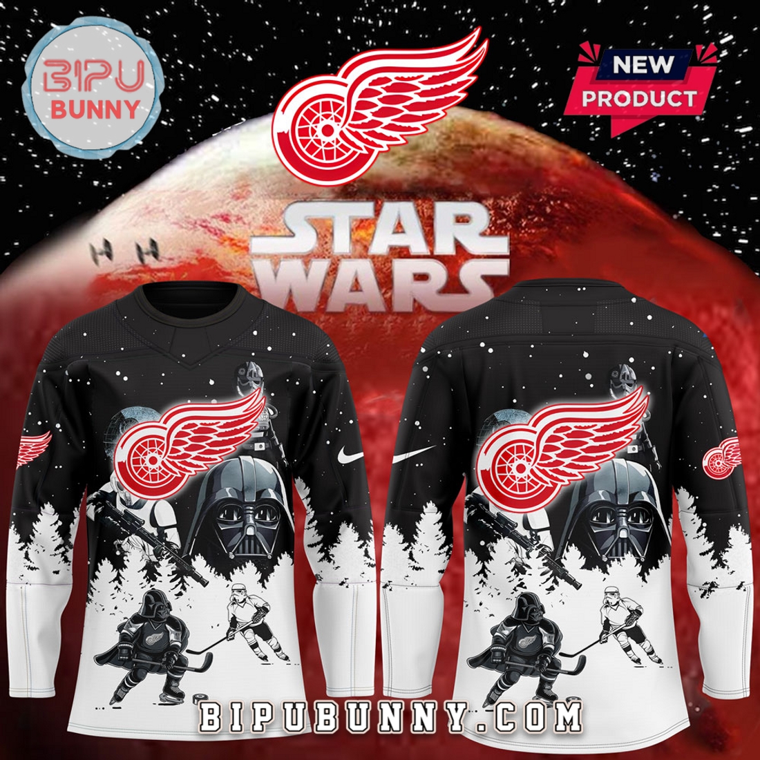 Detroit Red Wings 2025 Star Wars Hockey Jersey Detroit Red Wings 2025 Star Wars Hockey Jersey