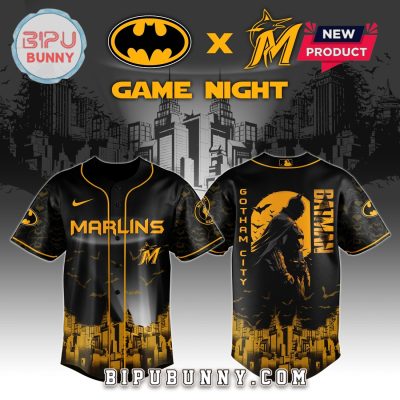 Miami Marlins MLB x Batman Game Night Baseball Jersey