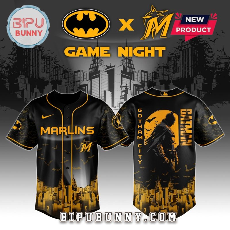 Miami Marlins MLB x Batman Game Night Baseball Jersey