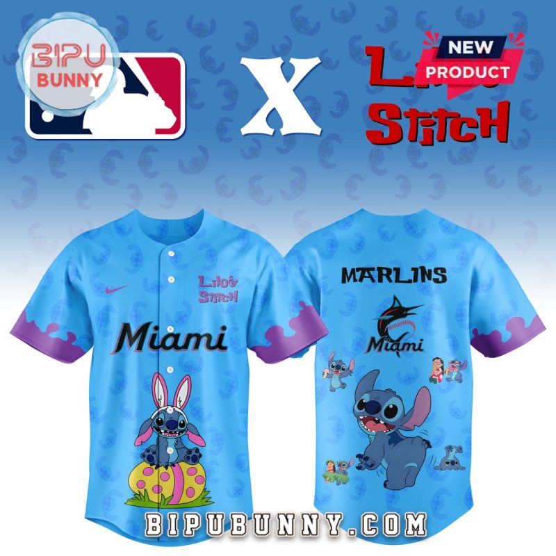 Miami Marlins MLB x Lilo and Stitch Baseball Jersey