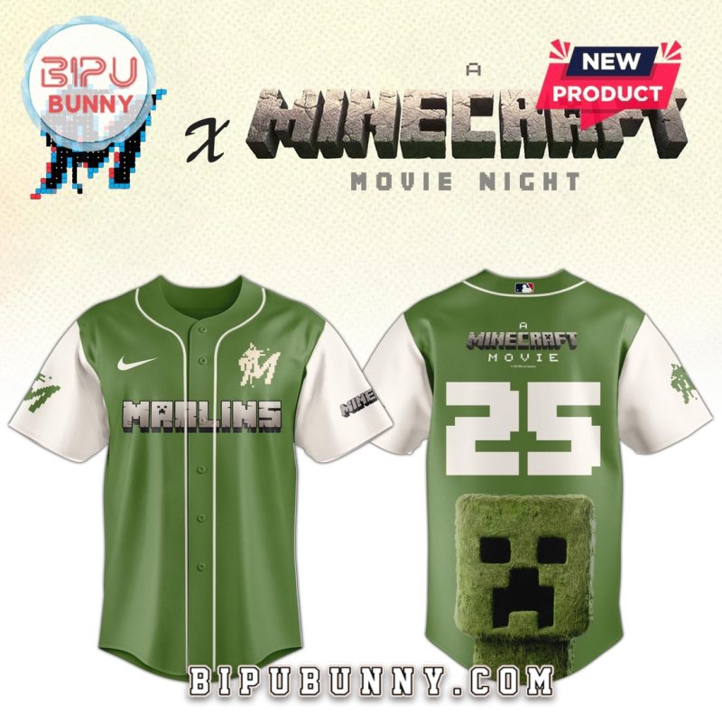 Miami Marlins MLB x Minecraft Movie Night Baseball Jersey