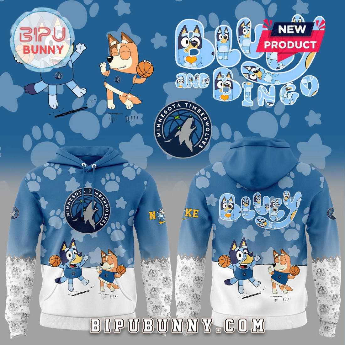 Minnesota Timberwolves x Bluey And Bingo Hoodie And Pants Minnesota Timberwolves x Bluey And Bingo Hoodie And Pants