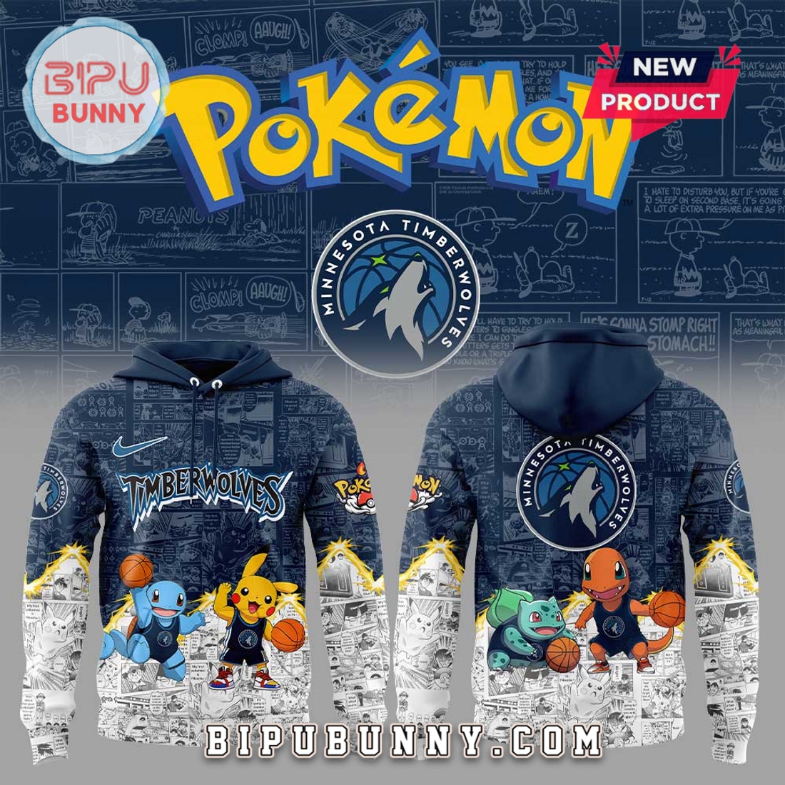 Minnesota Timberwolves x Pokémon 2025 Hoodie Minnesota Timberwolves x Pokémon 2025 Hoodie