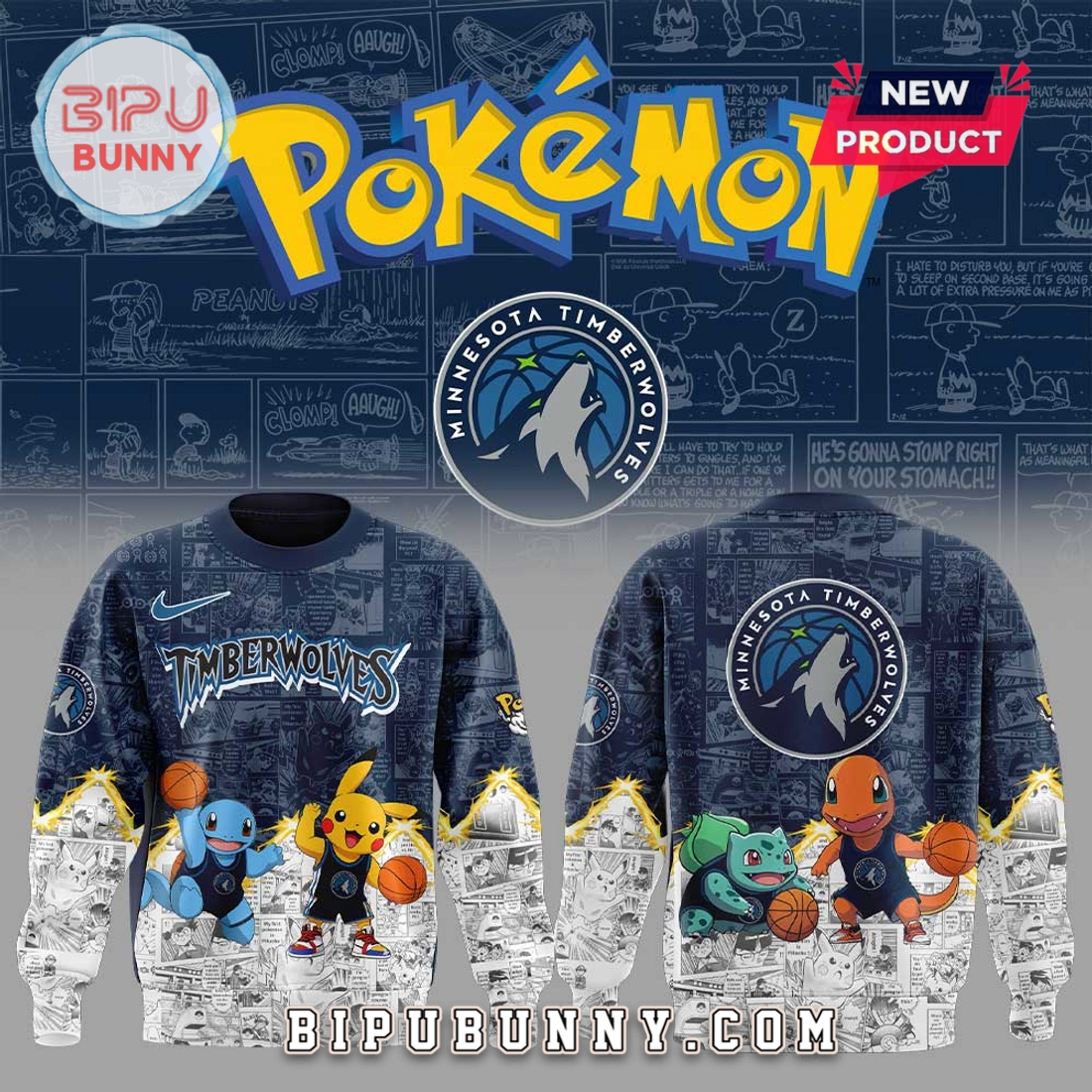 Minnesota Timberwolves x Pokémon 2025 Hoodie Minnesota Timberwolves x Pokémon 2025 Hoodie