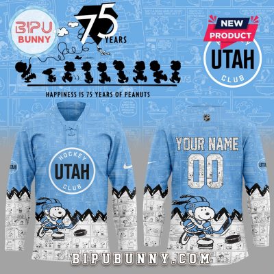 Personalized Utah 75th Anniversary of Peanuts Hockey Jersey