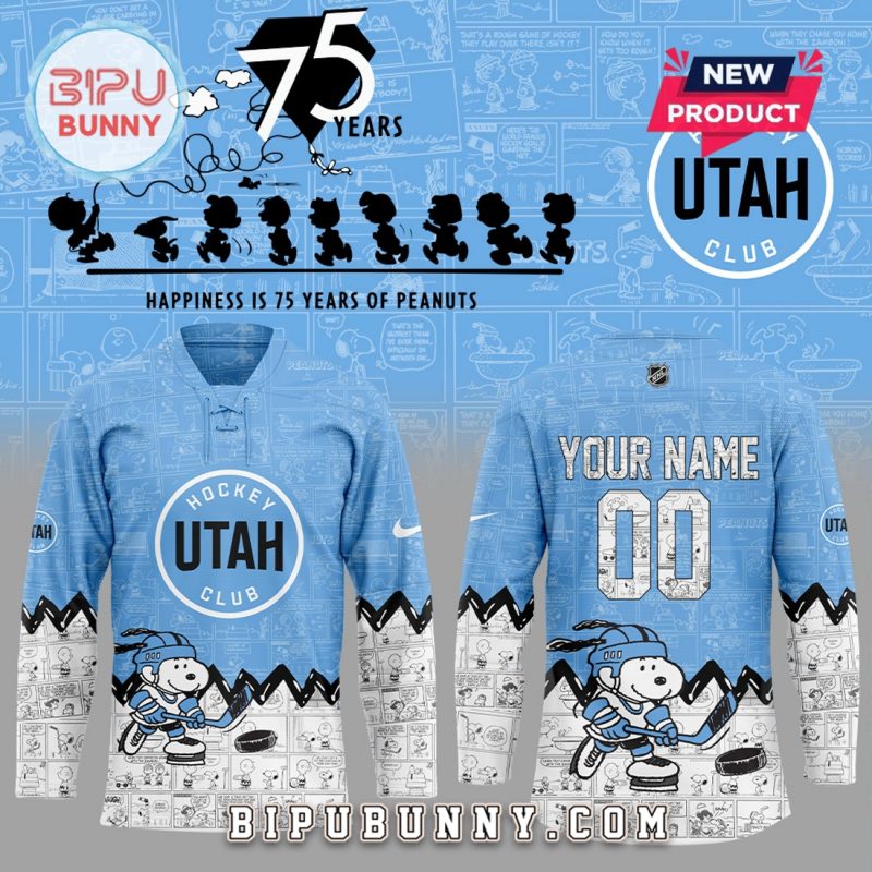 Personalized Utah 75th Anniversary of Peanuts Hockey Jersey