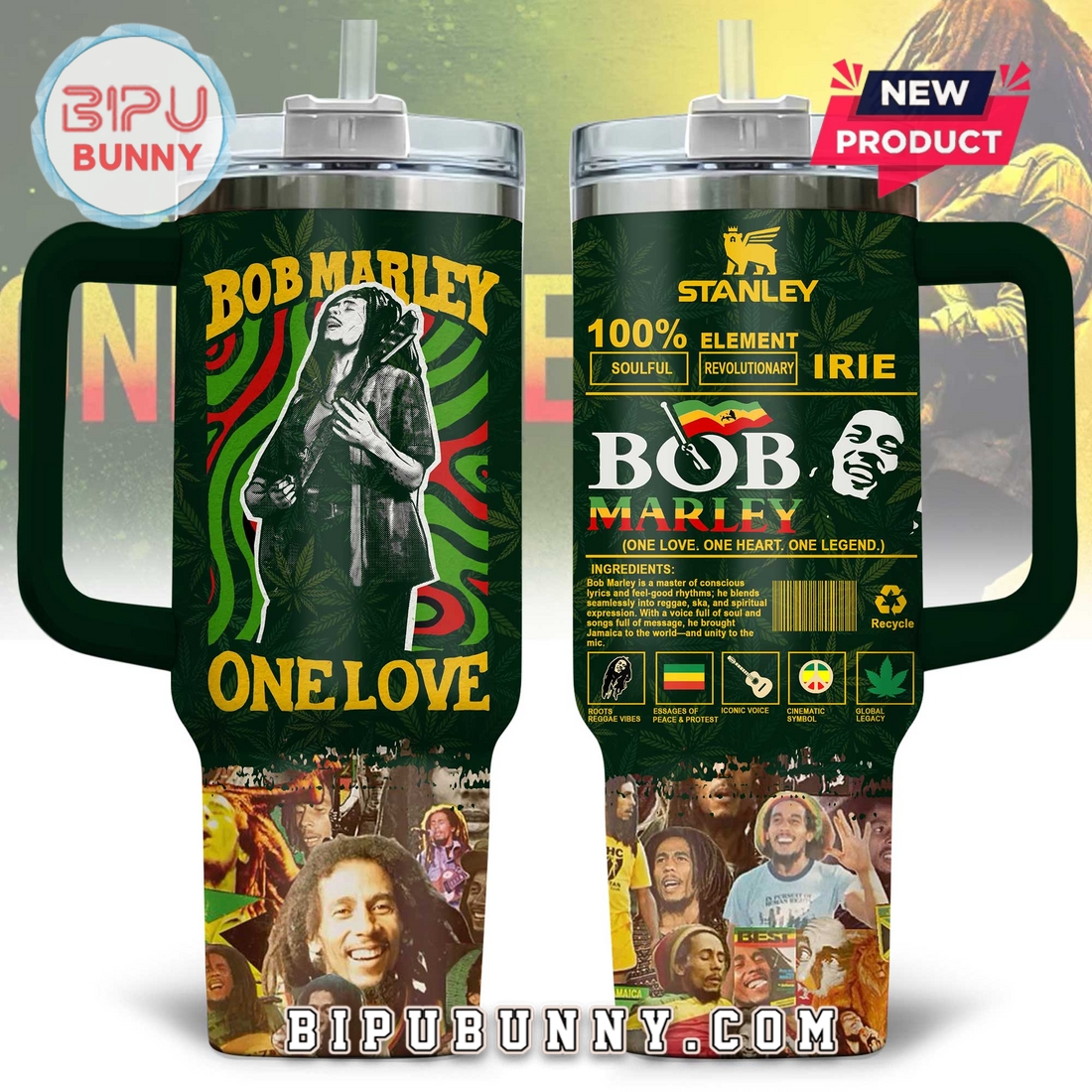 Premium Bob Marley Stanley Tumbler Cup Premium Bob Marley Stanley Tumbler Cup