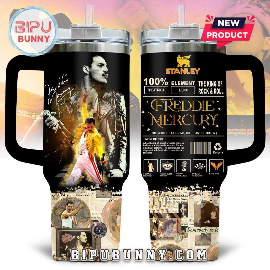 Premium Freddie Mercury Stanley Tumbler Cup Premium Freddie Mercury Stanley Tumbler Cup