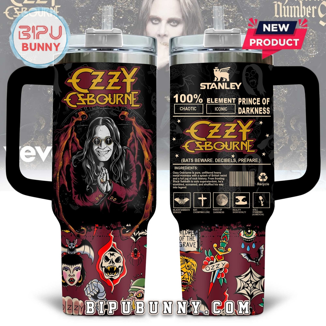 Premium Ozzy Osbourne Stanley Tumbler Cup Premium Ozzy Osbourne Stanley Tumbler Cup