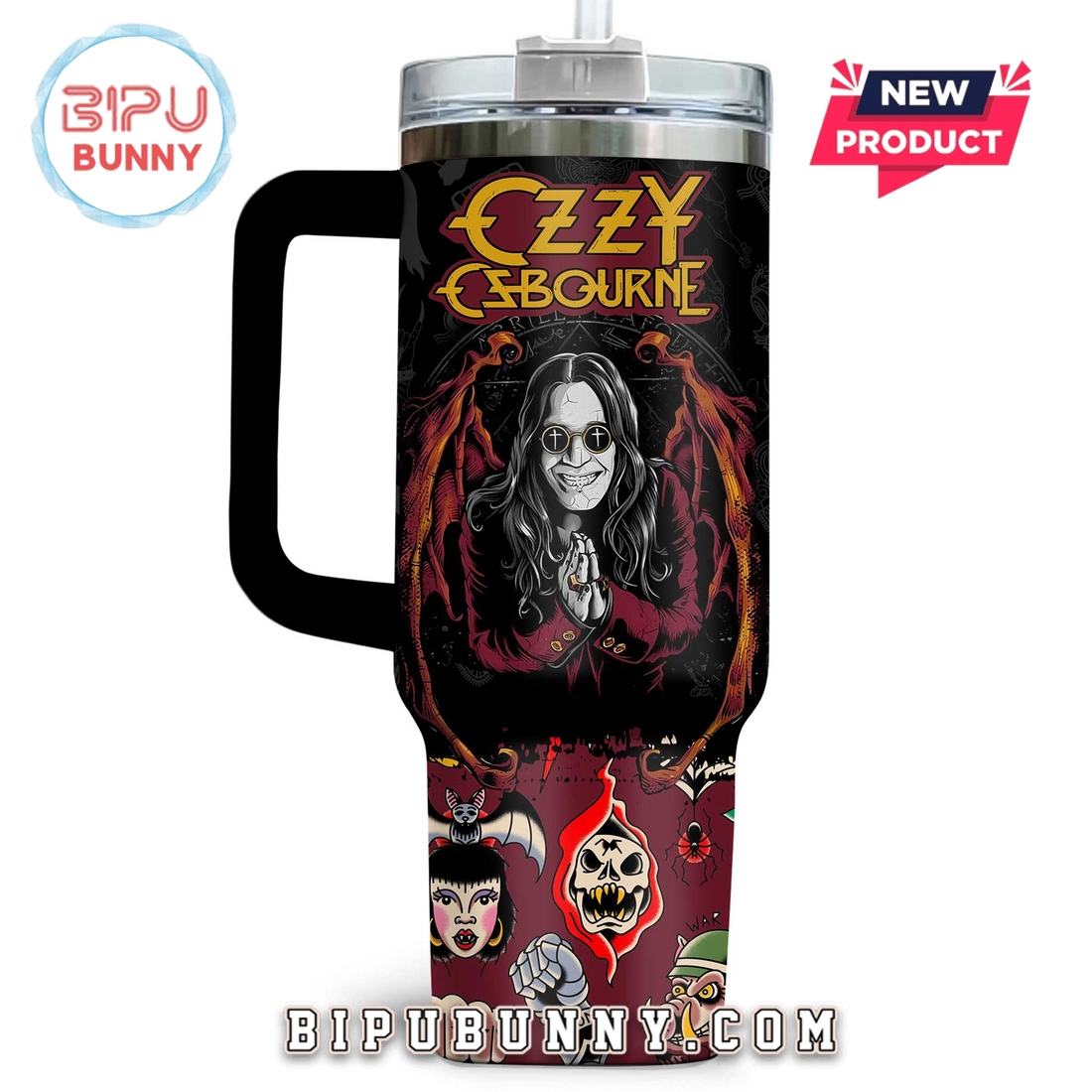 Premium Ozzy Osbourne Stanley Tumbler Cup Premium Ozzy Osbourne Stanley Tumbler Cup