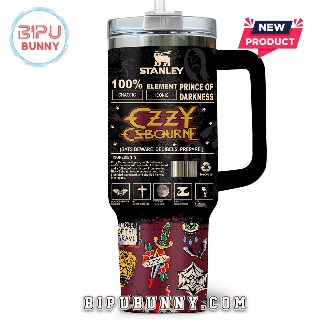 Premium Ozzy Osbourne Stanley Tumbler Cup Premium Ozzy Osbourne Stanley Tumbler Cup