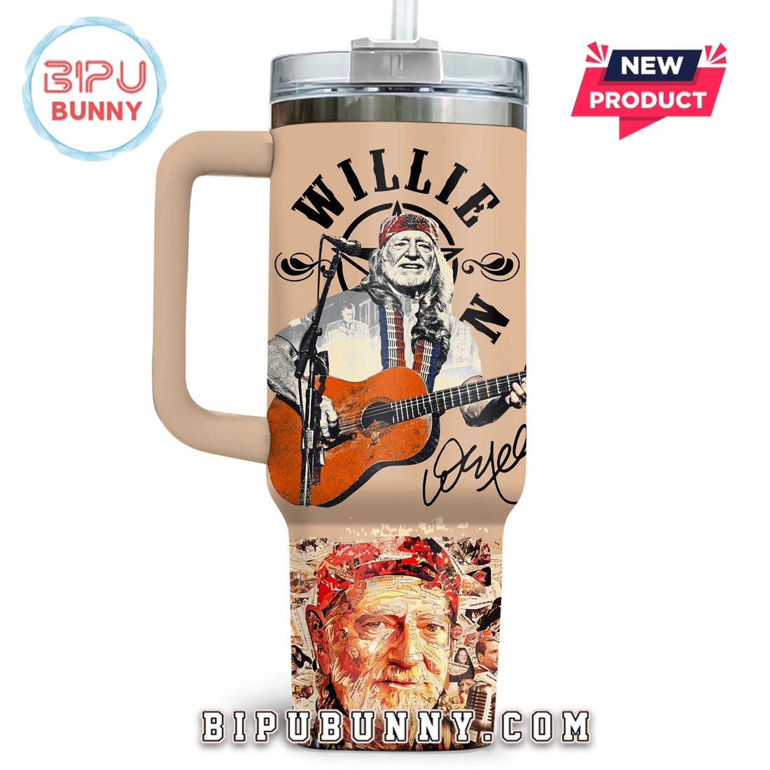 Premium Willie Nelson Stanley Tumbler Cup Premium Willie Nelson Stanley Tumbler Cup