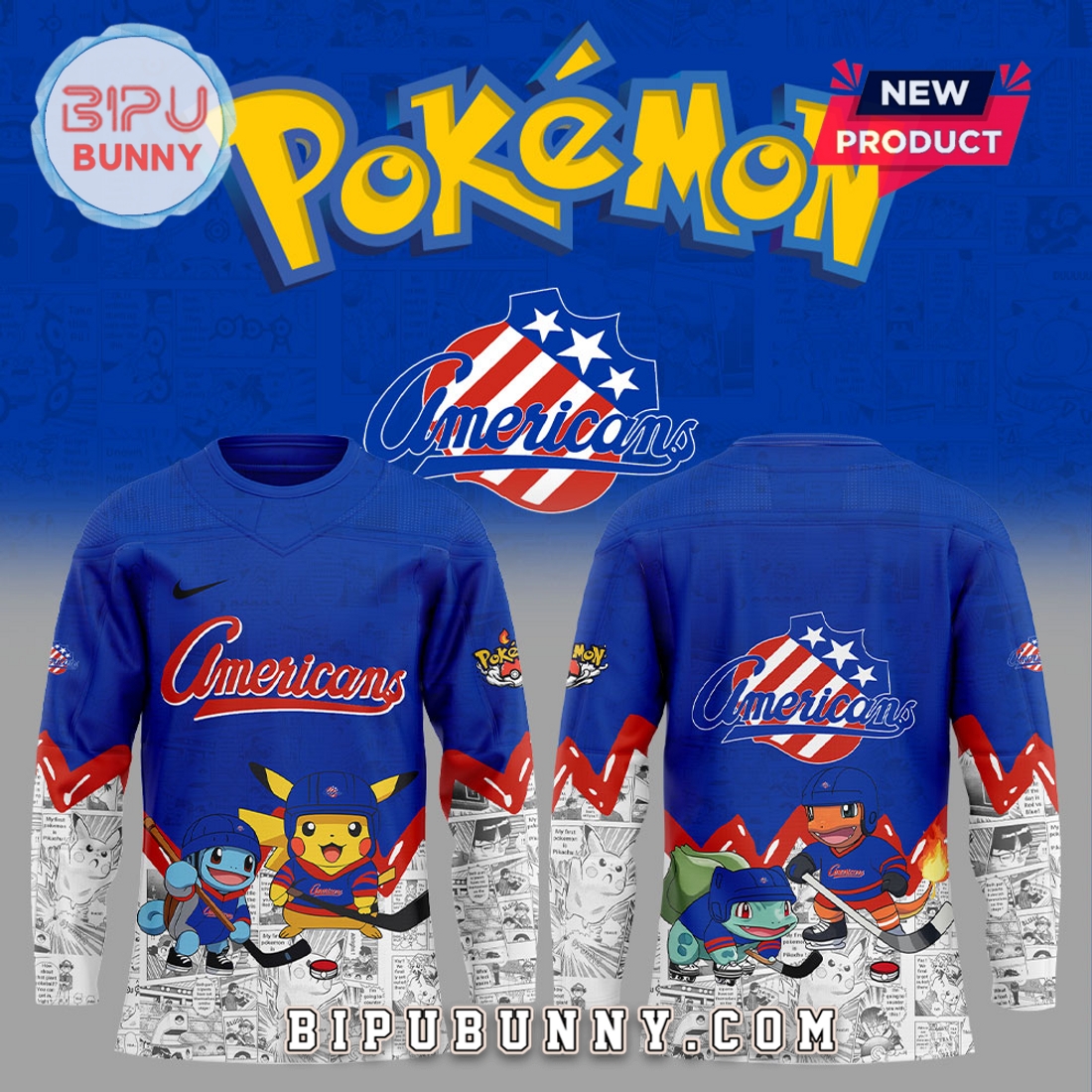 Rochester Americans x Pokémon Hockey Jersey Rochester Americans x Pokémon Hockey Jersey