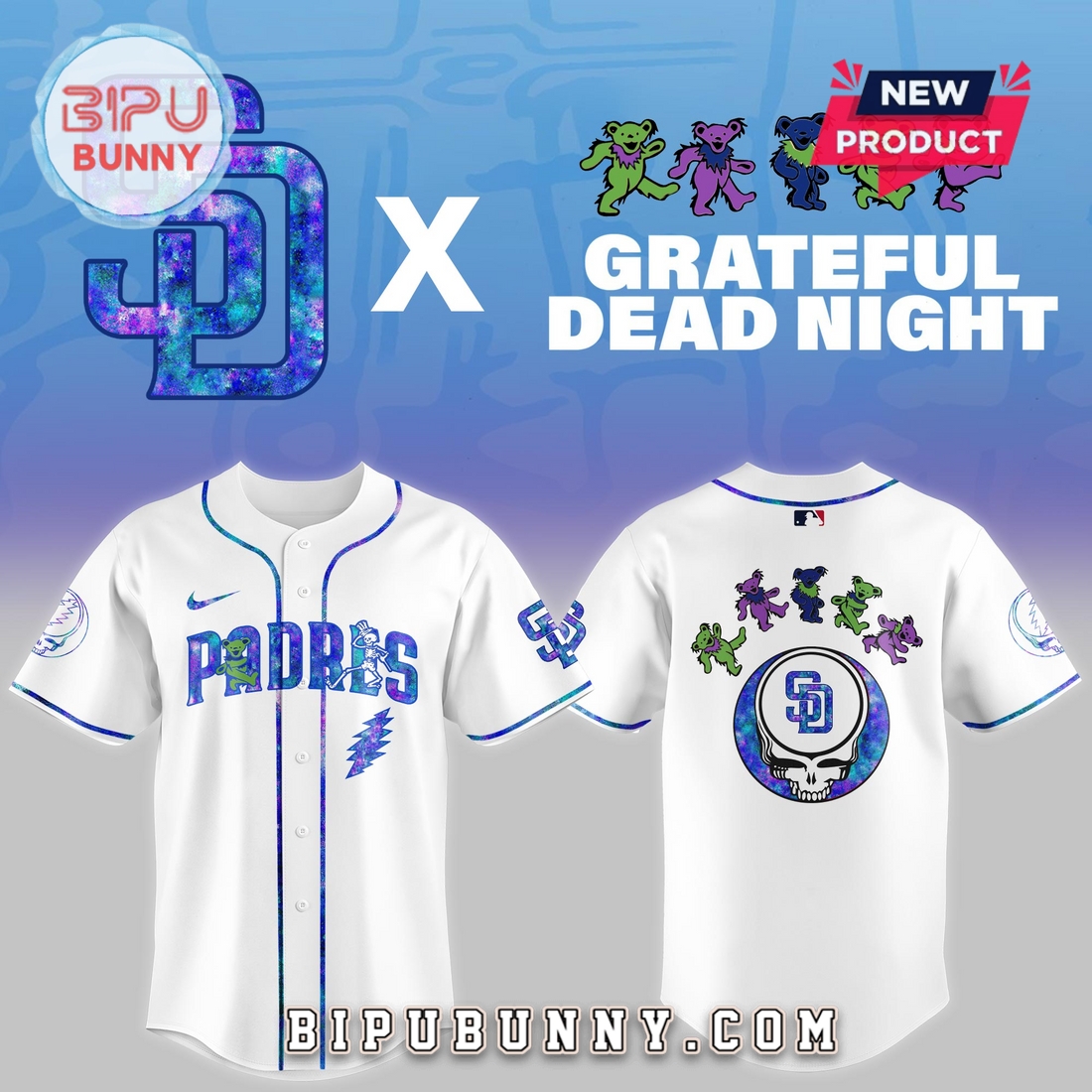 San Diego Padres 2025 Grateful Dead Night Baseball Jersey San Diego Padres 2025 Grateful Dead Night Baseball Jersey