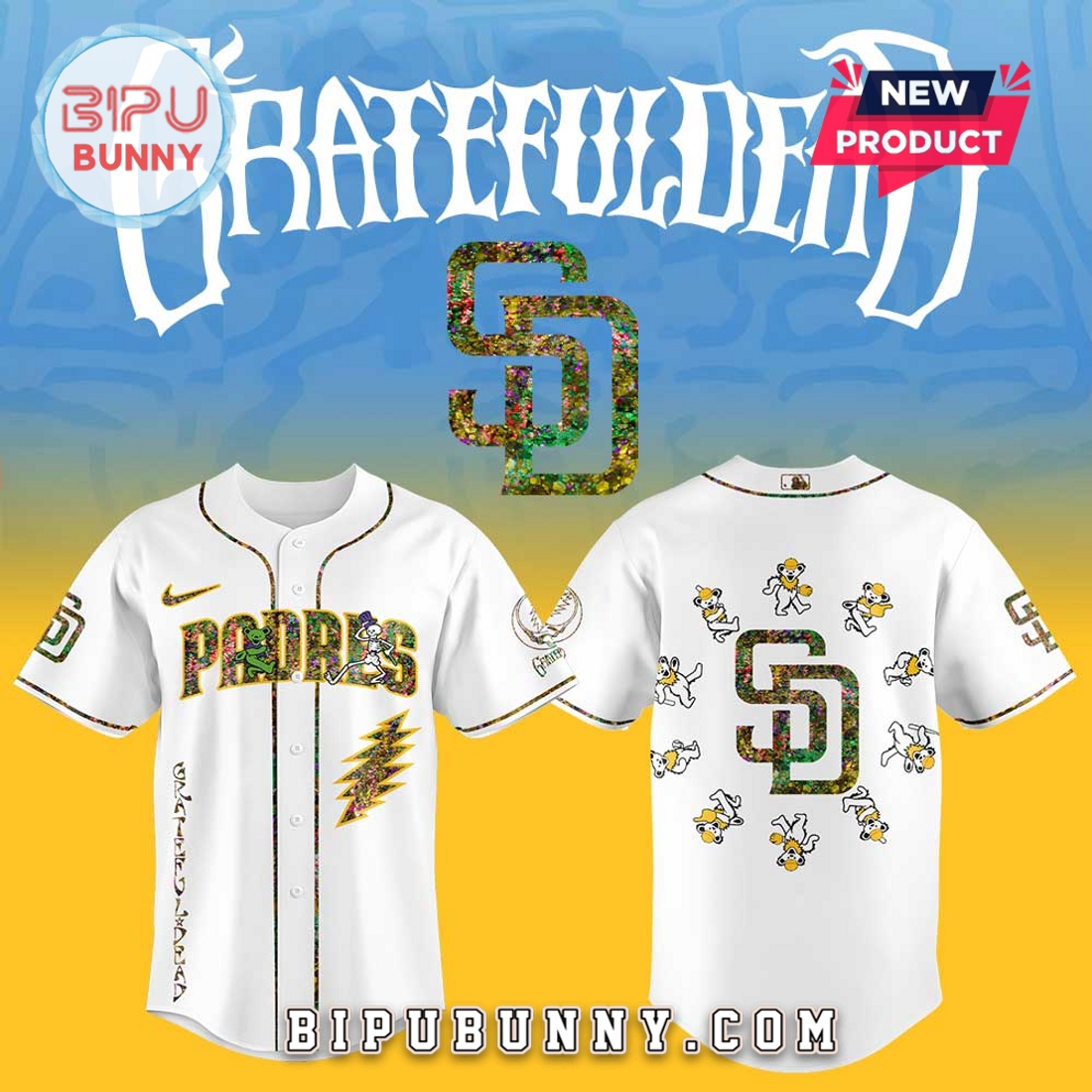 San Diego Padres Grateful Dead Night Baseball Jersey San Diego Padres Grateful Dead Night Baseball Jersey