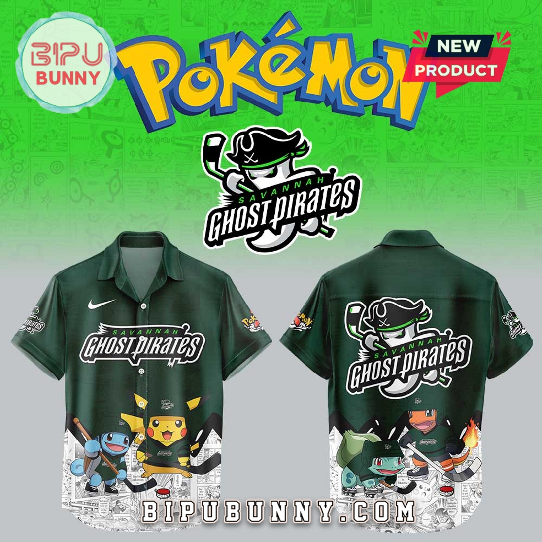 Savannah Ghost Pirates x Pokémon 2025 Hawaiian Shirt Savannah Ghost Pirates x Pokémon 2025 Hawaiian Shirt