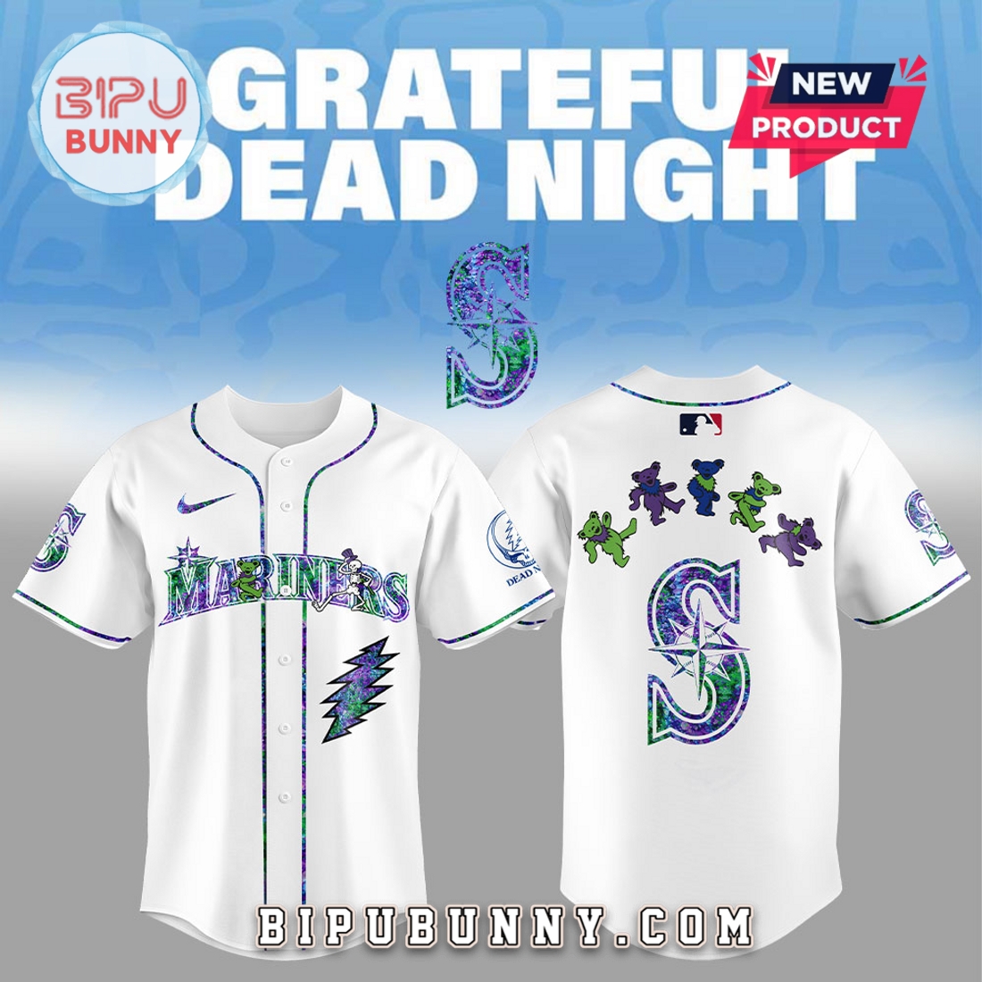 Seattle Mariners Grateful Dead Night Baseball Jersey Seattle Mariners Grateful Dead Night Baseball Jersey