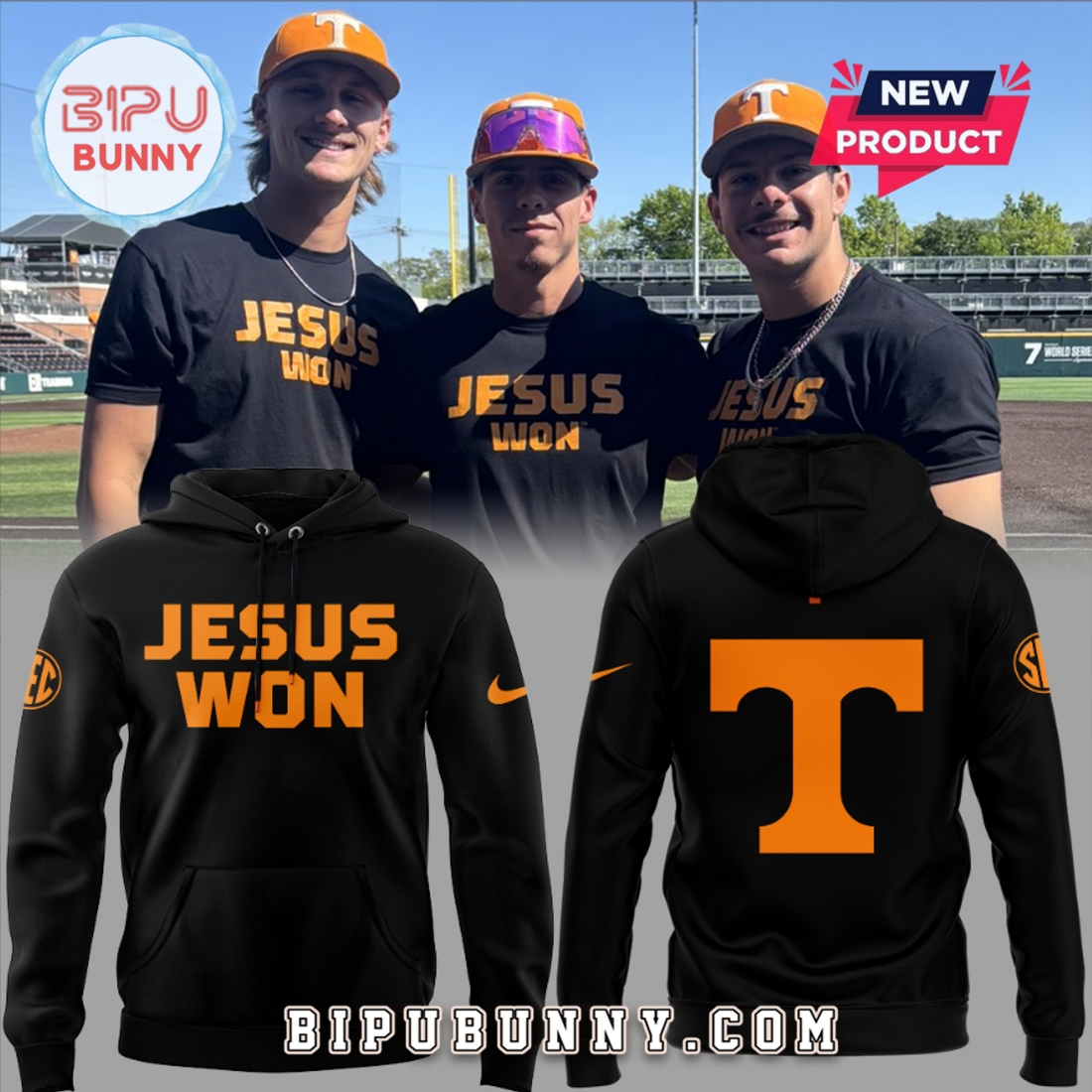 Tennessee Volunteers Jesus Won Black Hoodie Tennessee Volunteers Jesus Won Black Hoodie