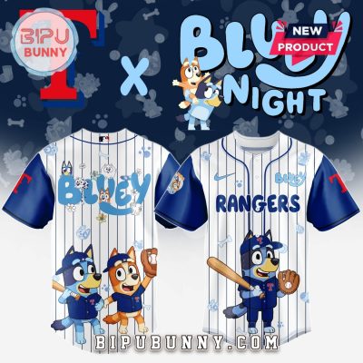 Texas Rangers MLB x Bluey And Bingo Baseball Jersey