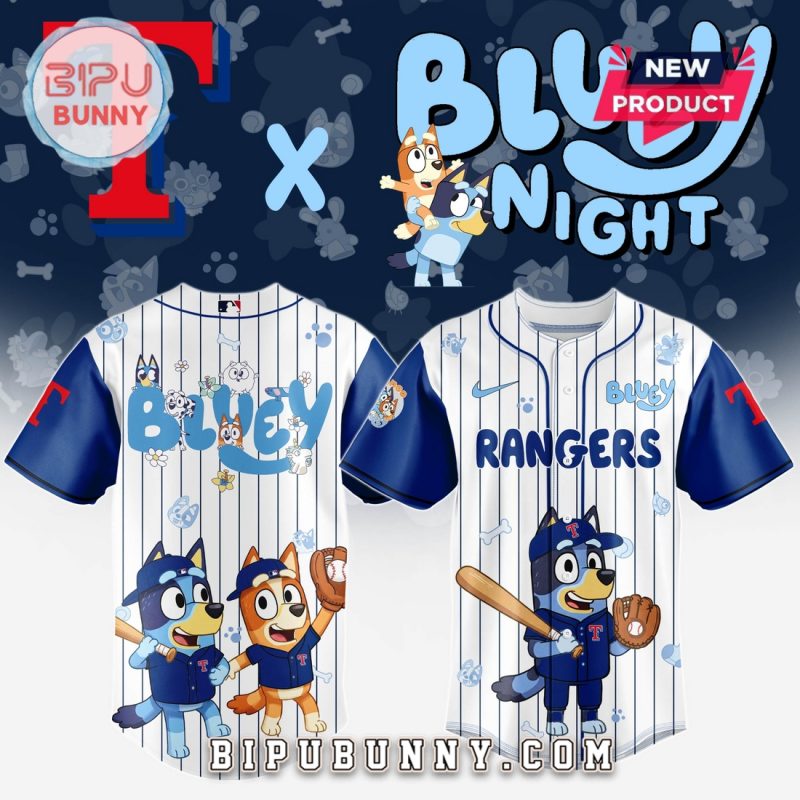 Texas Rangers MLB x Bluey And Bingo Baseball Jersey