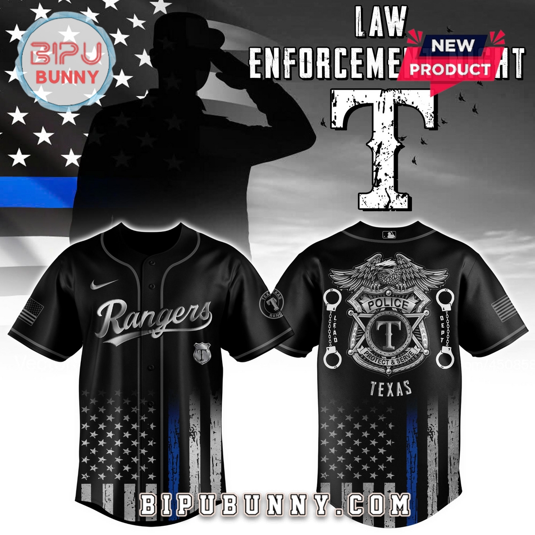 Texas Rangers MLB x Law Enforcement Night Baseball Jersey Texas Rangers MLB x Law Enforcement Night Baseball Jersey