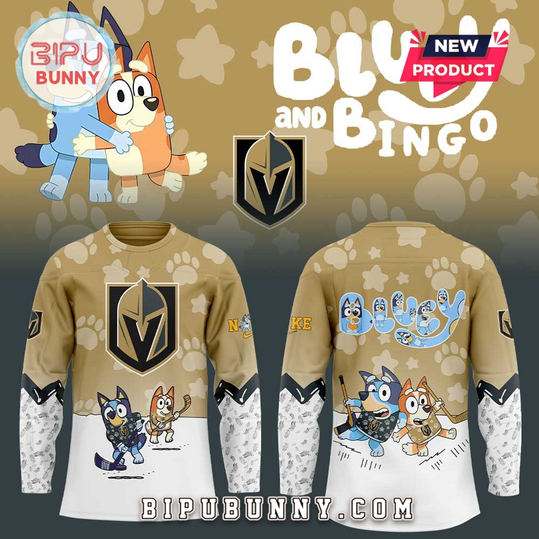 Vegas Golden Knights Bluey and Bingo 2025 Hockey Jersey Vegas Golden Knights Bluey and Bingo 2025 Hockey Jersey
