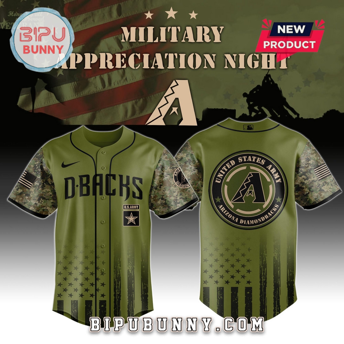 Arizona Diamondbacks MLB x Army Military Appreciation Night Baseball Jersey Arizona Diamondbacks MLB x Army Military Appreciation Night Baseball Jersey