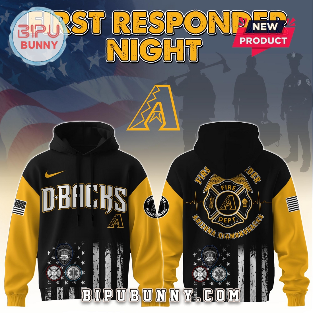 Arizona Diamondbacks MLB x First Responders Night Hoodie And Pants Arizona Diamondbacks MLB x First Responders Night Hoodie And Pants