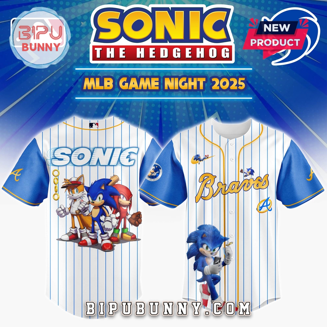 Atlanta Braves MLB x Sonic Game Night Baseball Jersey Atlanta Braves MLB x Sonic Game Night Baseball Jersey