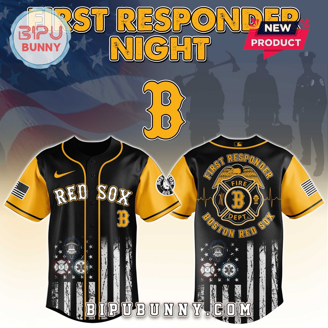 Boston Red Sox MLB x First Responders Night Baseball Jersey Boston Red Sox MLB x First Responders Night Baseball Jersey