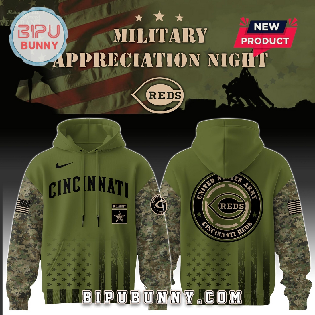 Cincinnati Reds MLB x Army Military Appreciation Night Hoodie And Pants Cincinnati Reds MLB x Army Military Appreciation Night Hoodie And Pants