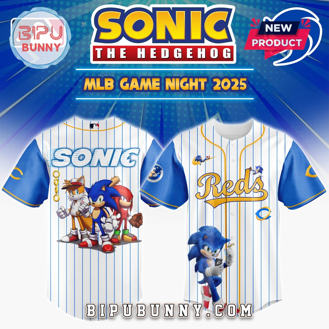 Cincinnati Reds MLB x Sonic Game Night Baseball Jersey Cincinnati Reds MLB x Sonic Game Night Baseball Jersey