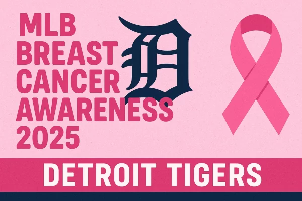 Detroit Tigers Breast Cancer Awareness Jersey 2025 with pink ribbon design