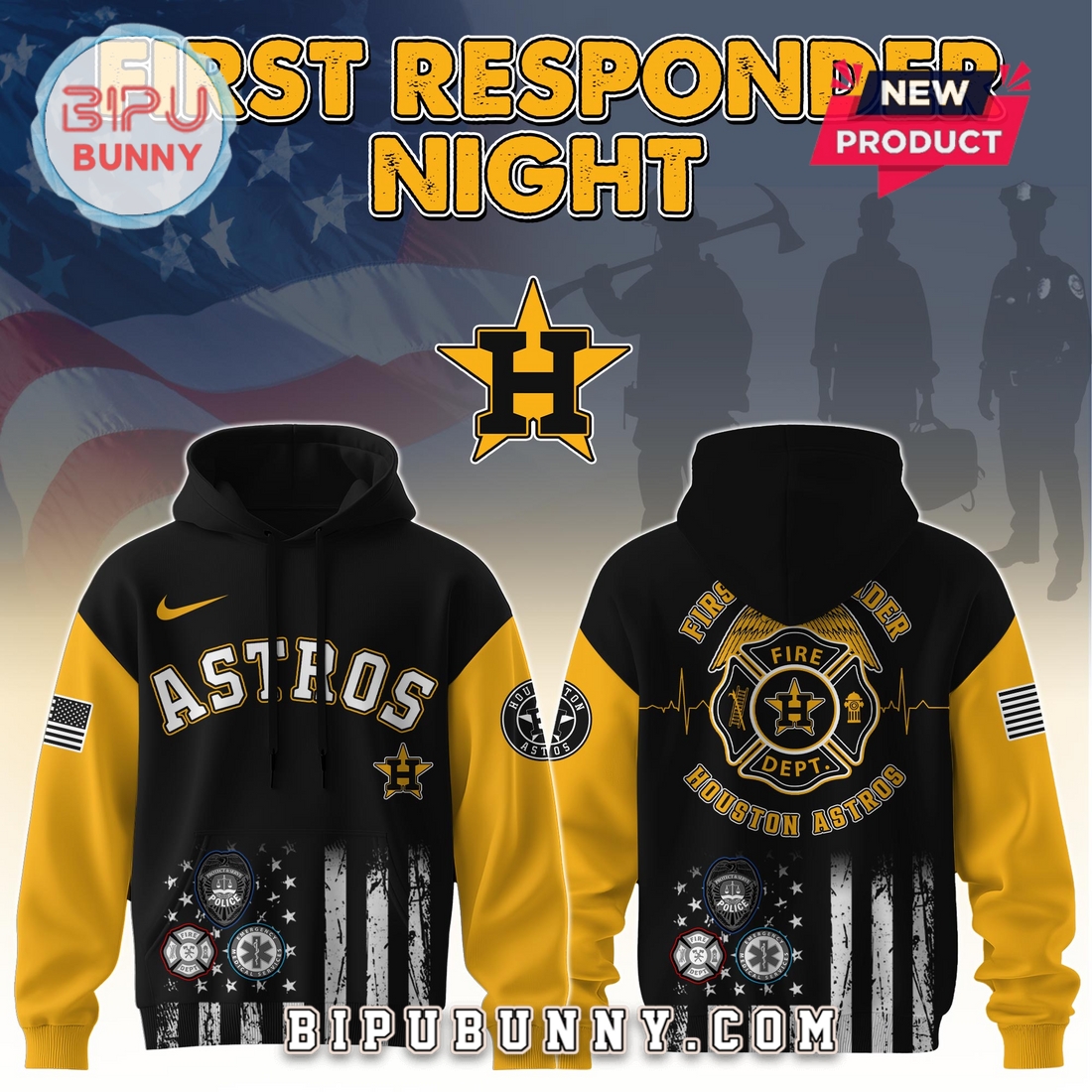 Houston Astros MLB x First Responders Night Hoodie And Pants Houston Astros MLB x First Responders Night Hoodie And Pants