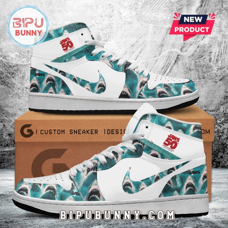 Jaws 50 Anniversary Air Jordan 1 Hightop Sneakers