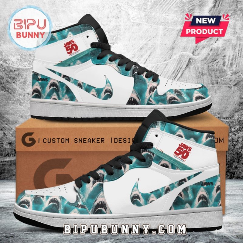 Jaws 50 Anniversary Air Jordan 1 Hightop Sneakers