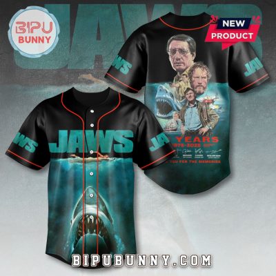 Jaws 50th Anniversary 1975 – 2025 Black Baseball Jersey